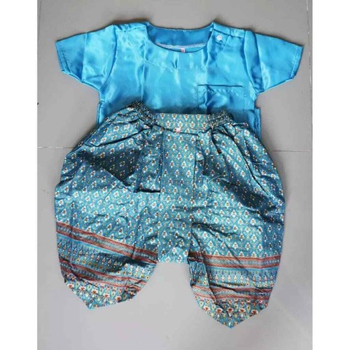 Vestido tradicional tailandés para niños seda artificial para niños ambos (Set camisa y pantalón) - Imagen 15 de 15