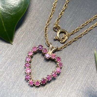 Vintage Rubin Anhänger offen Herz Nachlass edler Schmuck gebraucht 14K Gelbgold