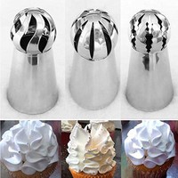 Pastry Tools 3 Piece Cake Decorating Supplies Sphere Ball Tips Russian Ic... on sale Pastry Tools 3 Piece Cake Decorating Supplies Sphere Ball Tips Russian Ic... on sale