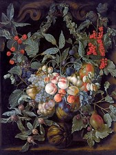 A STILL LIFE WITH A GARLAND OF PEACHES Tile Mural Kitchen Backsplash Ceramic 6x8