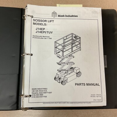 Marklifts J14EP EPI TUV SCISSOR LIFT PARTS MANUAL BOOK CATALOG LIST marklifts-j14ep-epi-tuv-scissor-lift-parts-manual-book-catalog-list