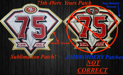 49ers 75th Anniversary Patch San Fransisco Football Jersey Diamond SUBLIMATION!!