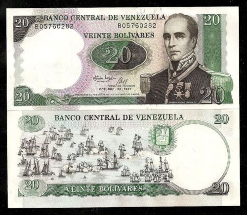 Venezuela 20 BOLIVAR P-71 1987 *Commemorative "BATTLESHIPS" UNC Venezuelan Money - Afbeelding 1 van 3