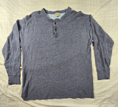 Vintage LL Bean Henley Shirt Mens Two Layer River Drivers Wool Blend Blue L