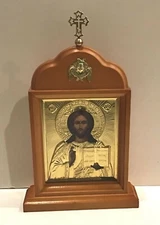 Russian Icon Jesus Christ  Golden Kyoto-Stand House 10.5" x 5.25"
