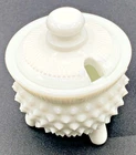 Vintage   Cottagecore  Fenton Hobtail White Milk Glass Condiments Jar W/Lid