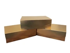Glossy Gold Gift Boxes,  Large-For All Gift Giving, Textured Finish  (3 Count )