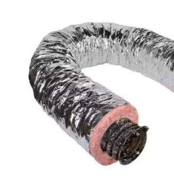4   Insulated Flexible Duct R6 25' Silver Flex