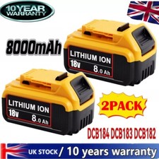 2PACK For DEWALT DCB184 18V 8.0Ah Li-ion Battery 18Volt DCB182 DCB183 DCB180