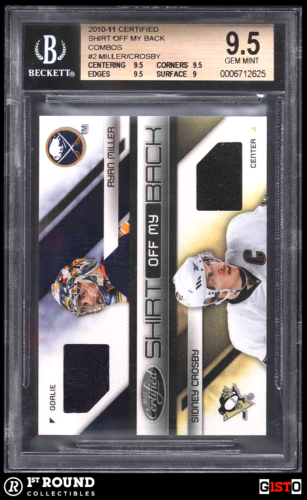 POP 1: Sidney Crosby Ryan Miller BGS 9.5: 2010-11 Certified Game Worn Gisto /250 - Picture 1 of 3