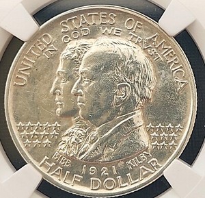 1921 50 C  Alabama , NGC Unc. details  , nice silver coin    #1924, #61-17