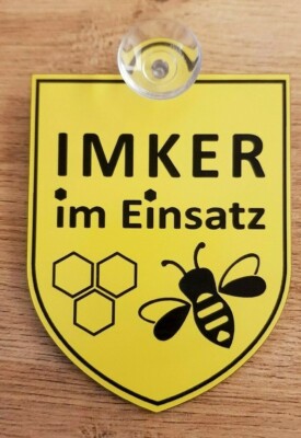 IMKER im Einsatz Schild für KFZ, Auto, Scheibe mit Saugnapf, Biene, Imkerei 
