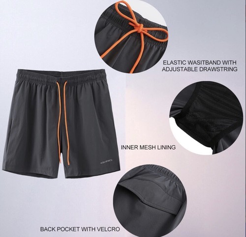 Pantalones cortos de baño grises HODOSPORTS Hodo Sports para hombre secado rápido grandes y altos 6XL - Imagen 4 de 6
