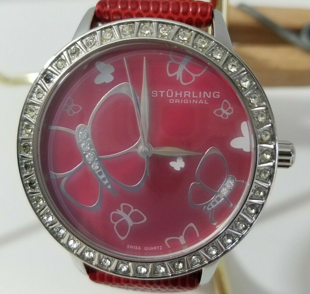 Stuhrling Original Womens Swiss Quartz Butterflies Red Band  display picture 1
