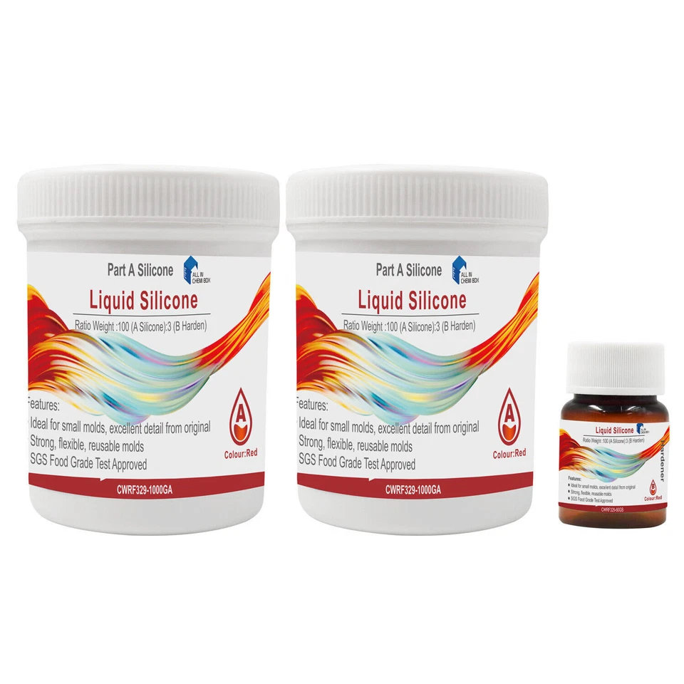 Liquid Silicone Rubber Mould Making Kit 100:3 Mix - 1Kg 2Kg 5Kg 10Kg SH25 Red - image 4 of 4