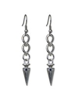 Punk Rock Hip Hop Spike and Chain Dangle Earrings Silver Finish Pewter 1055