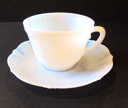 Vintage Depression Glass American Sweetheart White Monax Tea Cup & Saucer