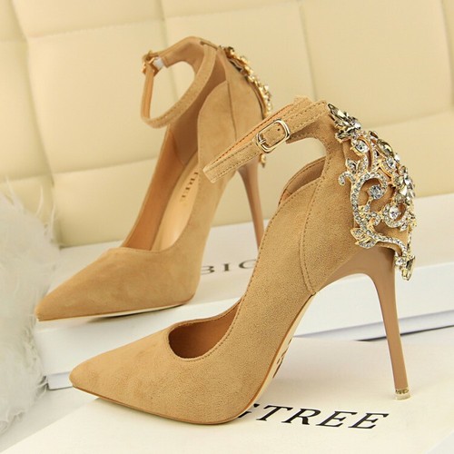 Womens Diamond Ankle Strap Bridal Shoes 