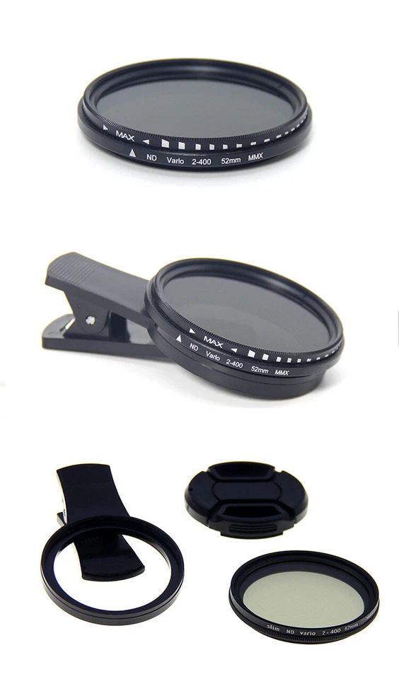 52mm Lens Filter ND2 To ND400 Lens+clip+lens cover+bagFor Phone Camera Kit USA - Image 3 of 4