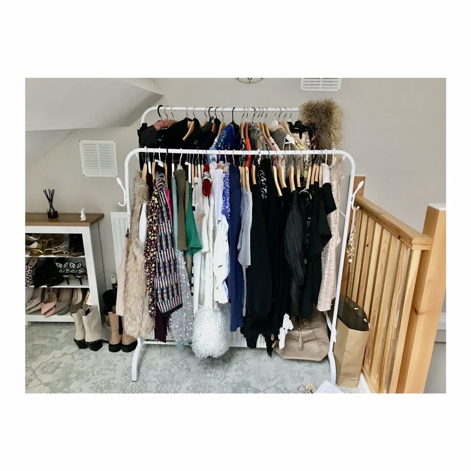 Heavy Duty Metal Double Rail Clothes Garment Hanging Rack Shelf Display