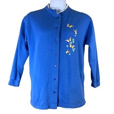 Vintage Cardigan Sweatshirt Sz Small Button Polar Graphics Butterfly Print FLAW