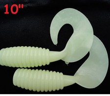 2 to 10 Pieces 10" Glow Fat Grub Curly Tail extended Soft Plastic Fishing Lures