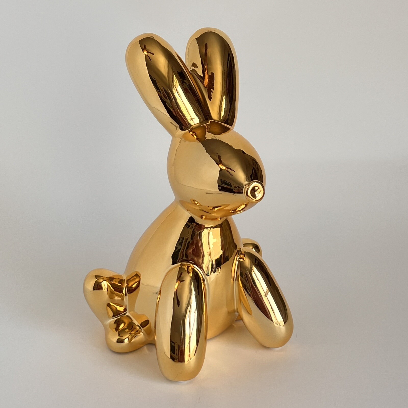 Ceramic Balloon Shiny Gold Bunny "Piggy Bank"