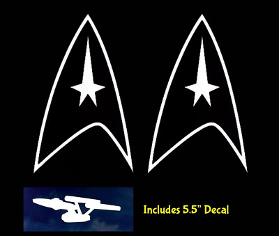 Star Trek Logo Starfleet Academy Two 5.5'' White Vinyl Car Decals Federation