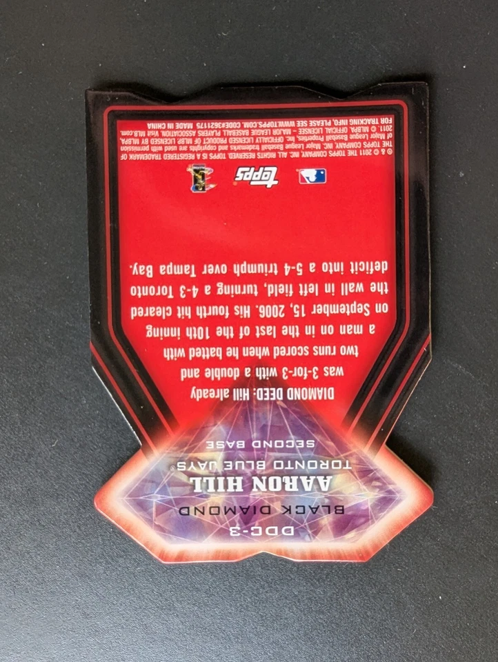 2011 Topps - Diamond Dig Contest Black Diamond /60 Die Cut #DDC-3 Aaron Hill - Image 4 of 4