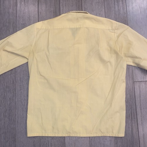 Vtg 50s 60s Shirt Braidburn Square Bottom Midcentury Rat Pack Yellow Mens MEDIUM - Picture 11 of 11