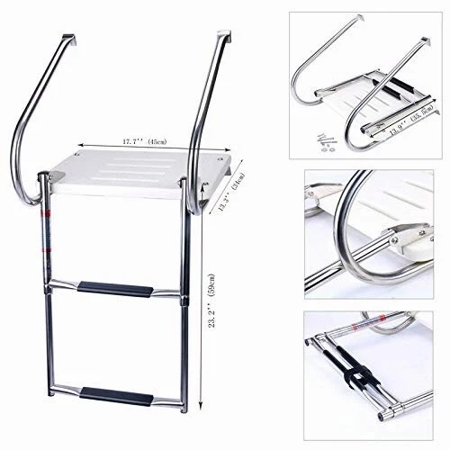  Under Mount Telescopic 2 Steps Boat Ladder Universal Swim Fiberglass Platform - image 4 of 4