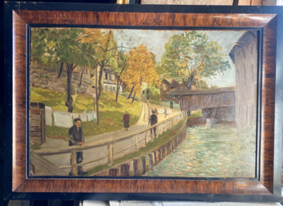 Erich König *1882 Auer Dult Quarter in Munich Oil Painting Antique Frame Bavaria