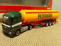1/87 Herpa Mb Actros Streamspace Peterburs Silo-Sattelzug 313810