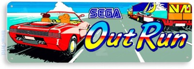 TIN SIGN Out Run Arcade, 80's, Retro, Console, Marquee, Game Room Decor, A894