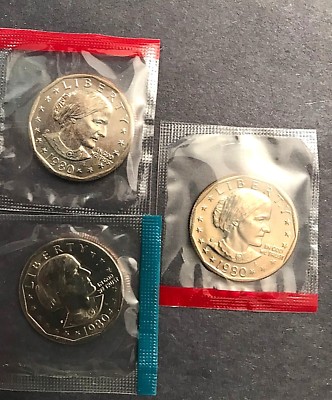 1980 P D S S Susan B Anthony Dollar Year Set Proof & BU US 4 Coin