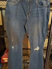 ARIZONA JEANS Mens 40x32 Blue Original BOOT CUT STRETCH Distressed Front & Hems