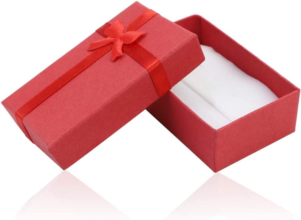 24 PCS Paper Gift Boxes with Lids and Ribbon Bows for Jewelry Display
