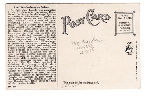 #367 Lincoln First Day Cover Boston MA on Postcard 1909 - Picture 2 of 2