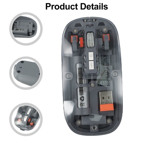 Stylish Transparent Mouse with Adjustable 2400DPI and Rechargeable Battery - Picture 52 of 63