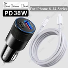 38W USB Type C Fast Car Charger Adapter PD Cable For iPhone 14 13 12 11 Pro XR 8