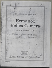 Copy of User Manual for Ermanox Reflex Camera