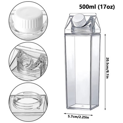 Transparent Water Gym Bottle Plastic Clear Milk Carton Box New Reusable Juice Sp