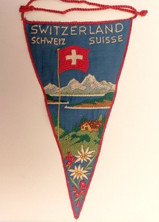 Fanion SCHWEIZ SUISSE SWITZERLAND SVIZZERA Pennant Wimpel en tissu brodé