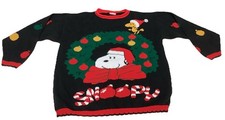 VTG 90's Snoopy and Friends Knit Christmas Woodstock Sweater Unisex USA. READ