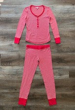 VICTORIA'S SECRET Pink Striped Pajama Top  Bottoms Set Women's Size XS l/s