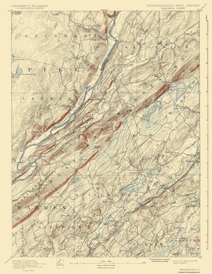 Topographical Map - Wallpack Pennsylvania New Jersey Quad - USGS 1893 - Vintage