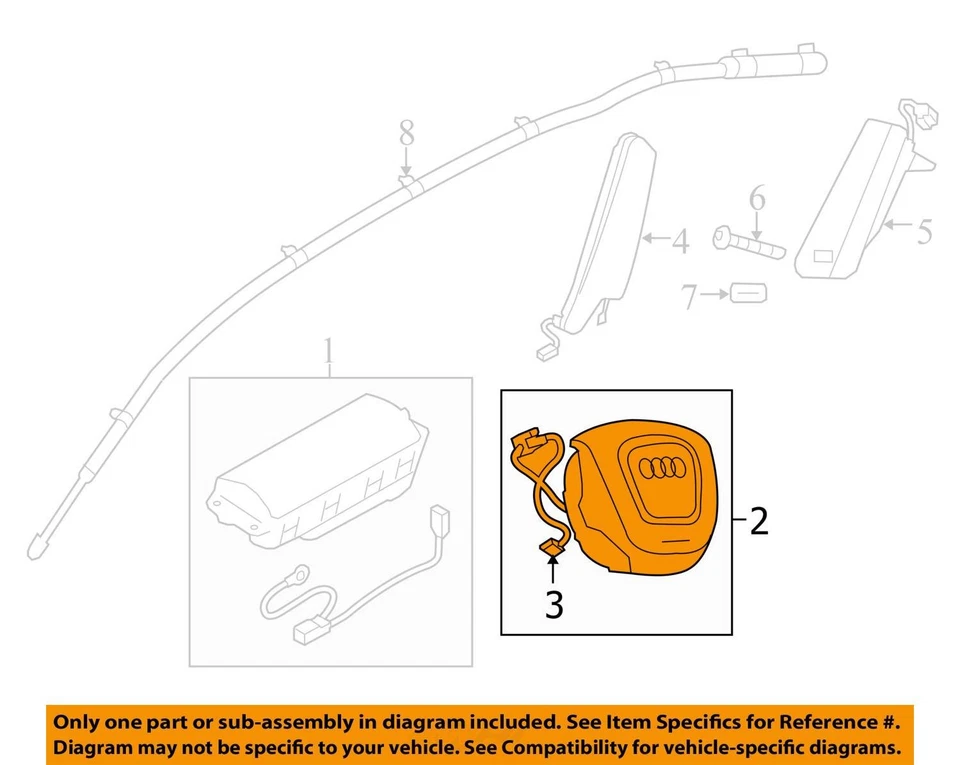 Driver Air Bag Front Driver Wheel Fits 2017 AUDI Q5 , 8R0880201Q6PS Foto 3 de 4