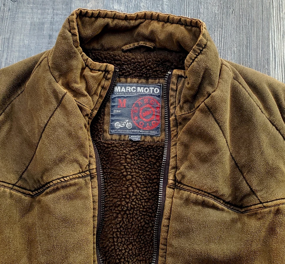 Andrew Marc Moto Distressed Brown Lined Motorcycle Vest ~ Adult Medium - Image 2 of 4