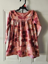 Tea Collection Girls Dress Size 4 Pink Floral Long Sleeve Cotton