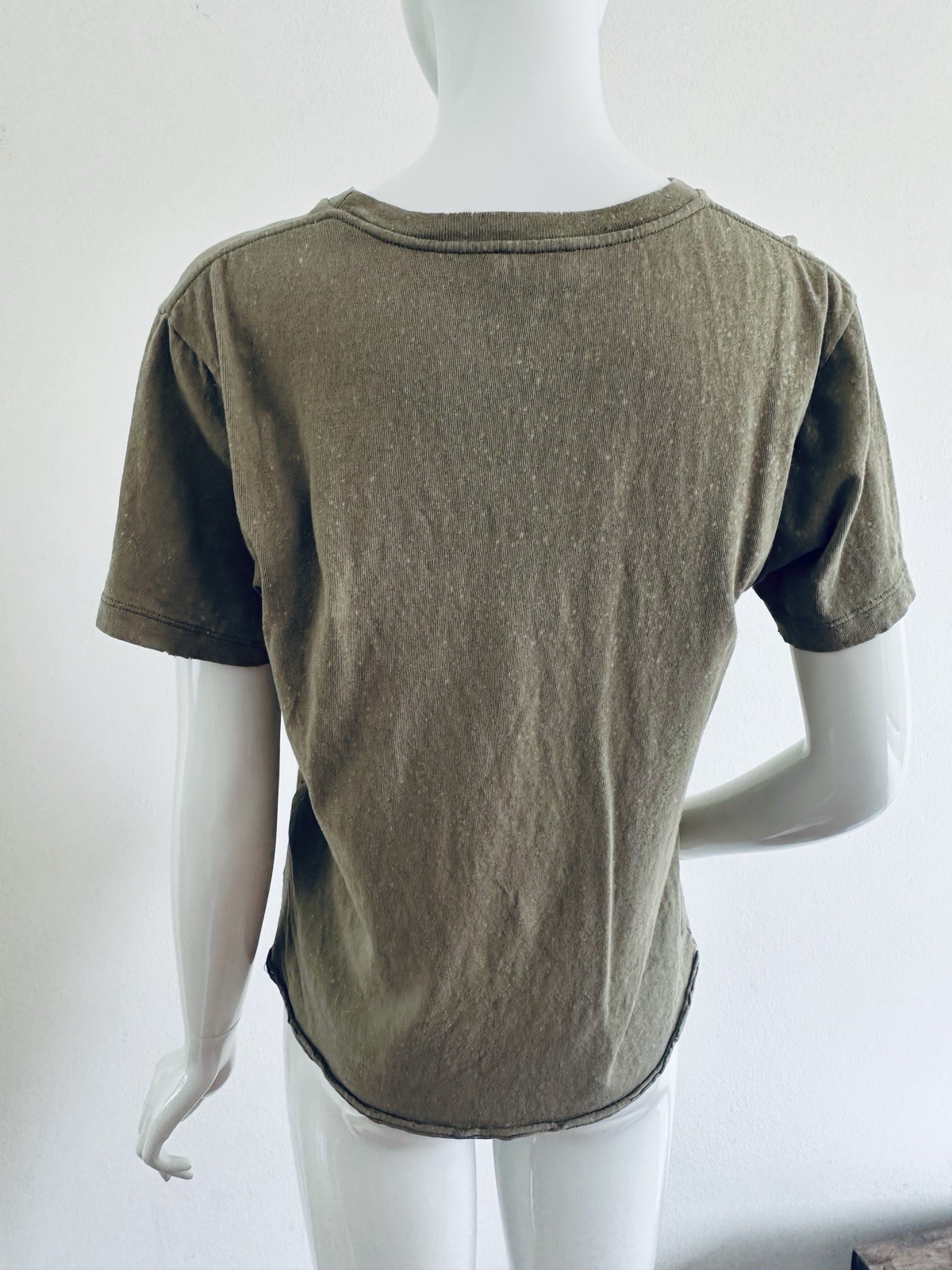 T shirt SAINT LAURENT autentiche top esercito verde kaki cotone oliva logo ta...